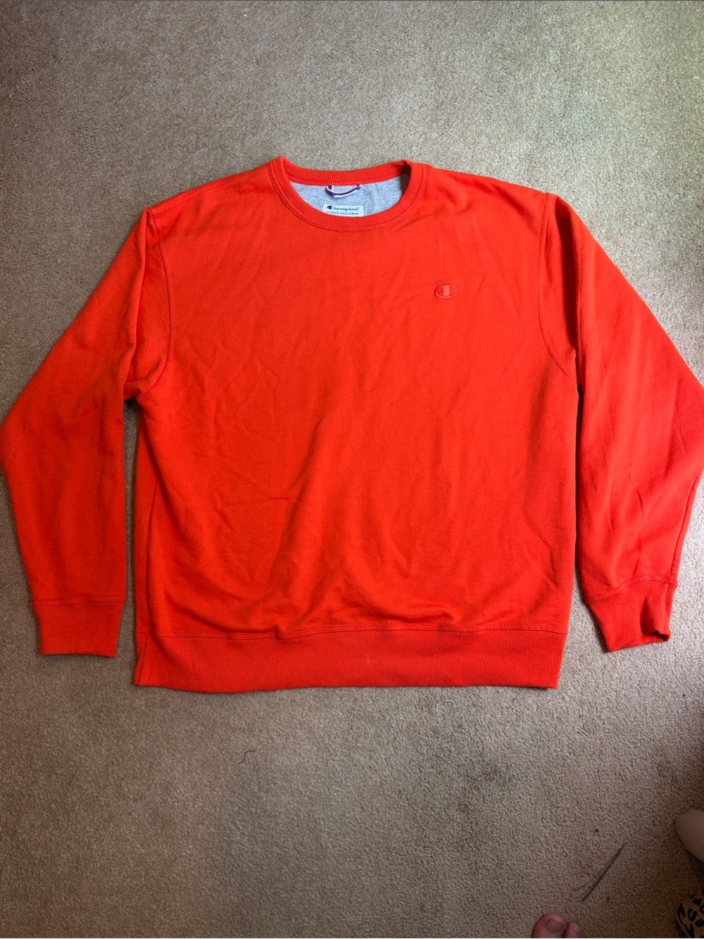 Champion Bright Orange Crewneck Sweatshirt - Men's Signature Pullover